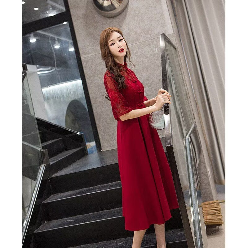 Beth and Brian Qipao-AZH A line Maternity wedding Cheongsam Dress