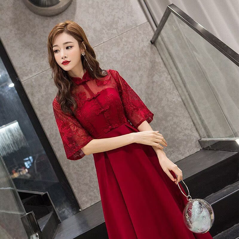 Beth and Brian Qipao-AZH A line Maternity wedding Cheongsam Dress