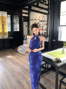 Beth and Brian Qipao-SS Sleeveless, floral mesh long Cheongsam