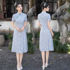 Beth and Brian Qipao-FS A-line, jacquard midi plus size Cheongsam
