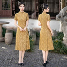 Beth and Brian Qipao-FS A-line, jacquard midi plus size Cheongsam