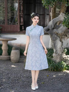Beth and Brian Qipao-FS A-line, jacquard midi plus size Cheongsam