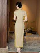 Beth and Brian Qipao-HQ Graduations Champagne Long Cheongsam