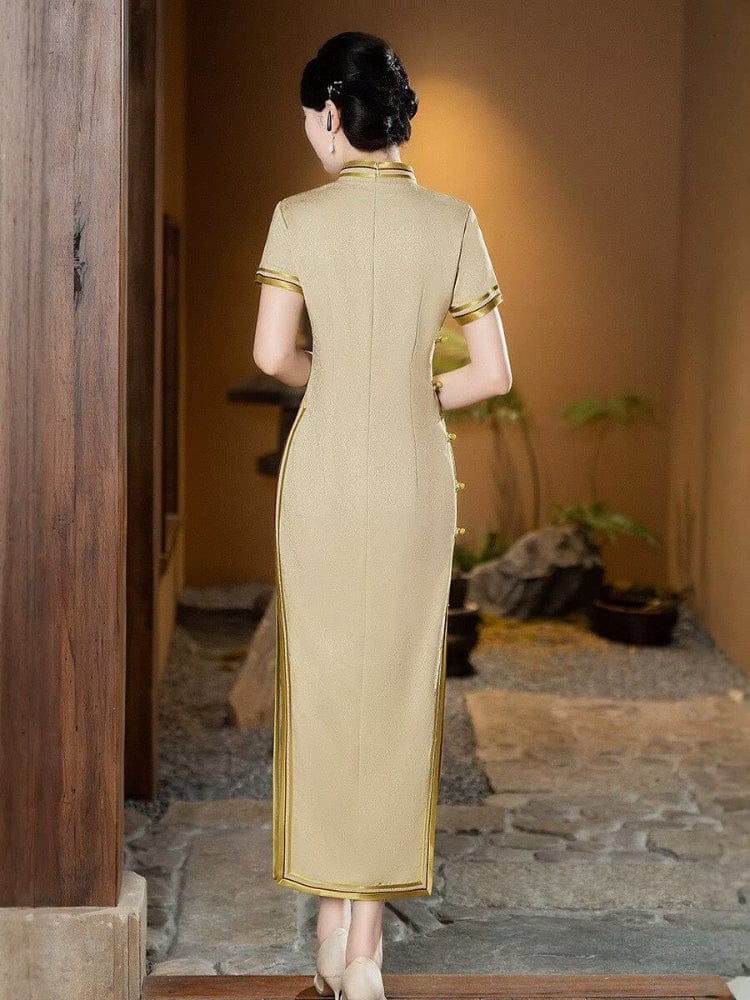 Beth and Brian Qipao-HQ Graduations Champagne Long Cheongsam