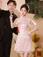 Beth and Brian Qipao-ANK Floral pattern, A-line short Cheongsam Dress