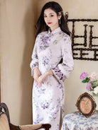 Beth and Brian Qipao-LSB Floral pattern, velvet fabric, daily midi Cheongsam