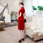Beth and Brian Qipao-FS Floral pattern, velvet midi plus size Cheongsam for mothers
