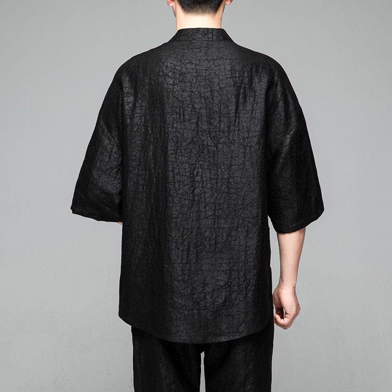 Beth and Brian Qipao-GR 21 mome mulberry silk, high-end black Chinese Tang Suit Shirt