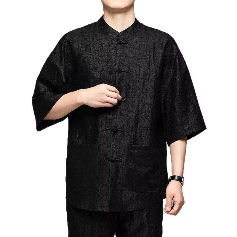 Beth and Brian Qipao-GR 21 mome mulberry silk, high-end black Chinese Tang Suit Shirt
