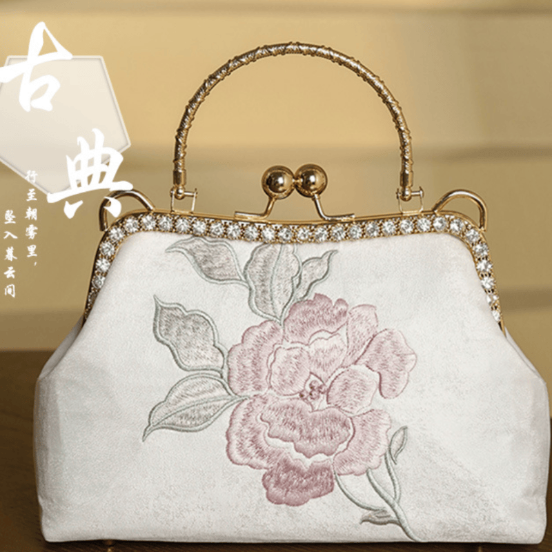 Beth and Brian Qipao-CY Hand-made, lotus embroidery, hand-made Chinese Style Qipao bag