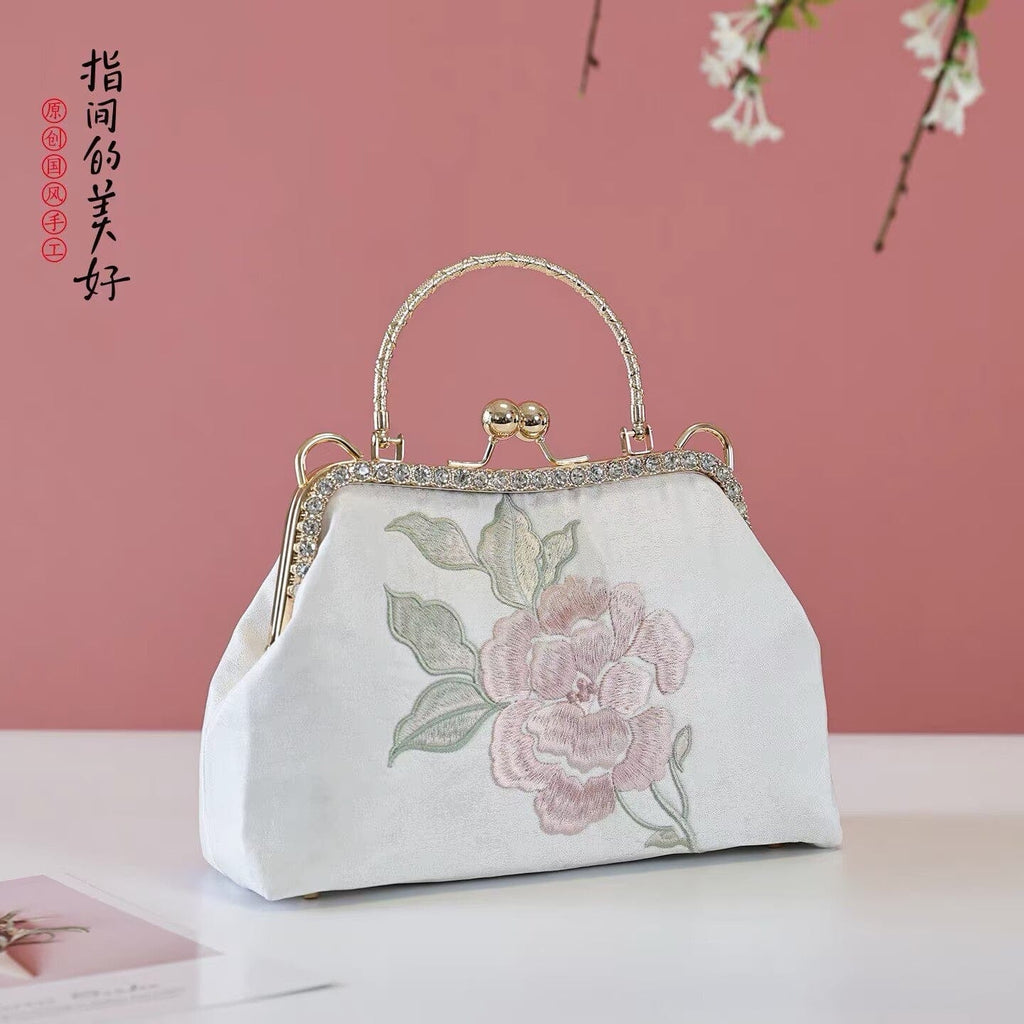 Beth and Brian Qipao-CY Hand-made, lotus embroidery, hand-made Chinese Style Qipao bag