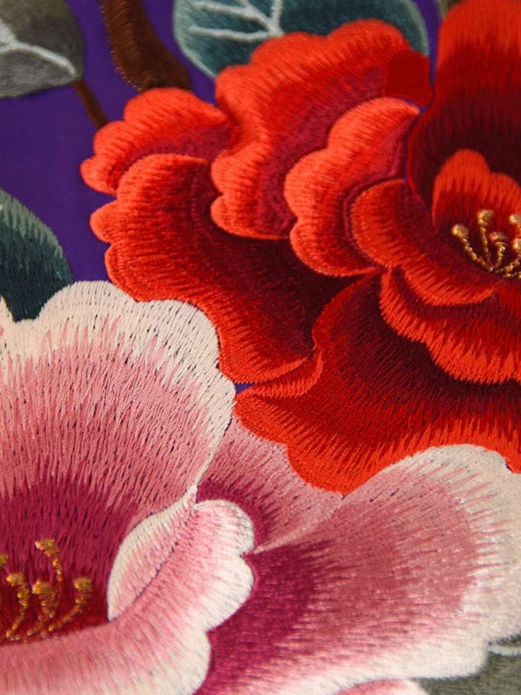 Beth and Brian Qipao-PS Customizble hand-embroidery, 30 mome mulberry silk, high-end purple long Qipao