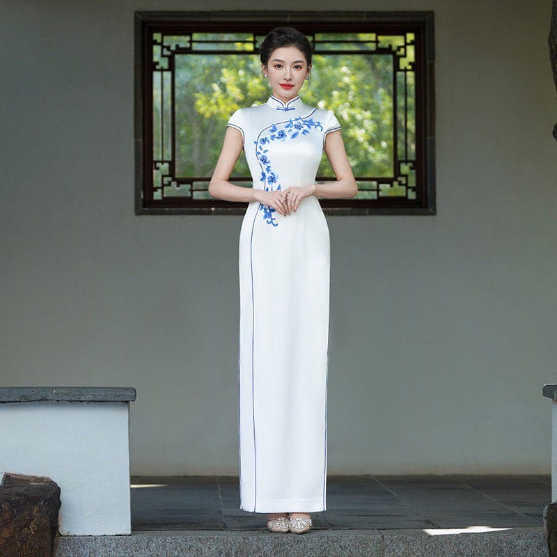 Beth and Brian Qipao-QCYJ Floral pattern, plus size long Cheongsam for mother