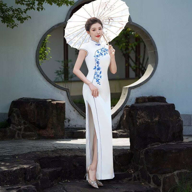 Beth and Brian Qipao-QCYJ Floral pattern, plus size long Cheongsam for mother