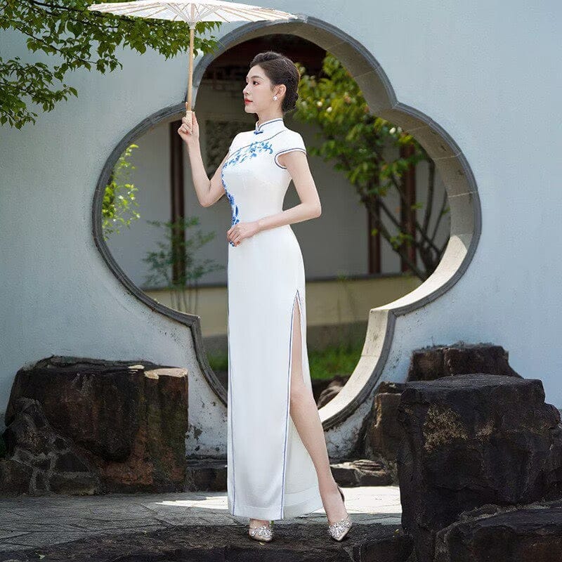 Beth and Brian Qipao-QCYJ Floral pattern, plus size long Cheongsam for mother