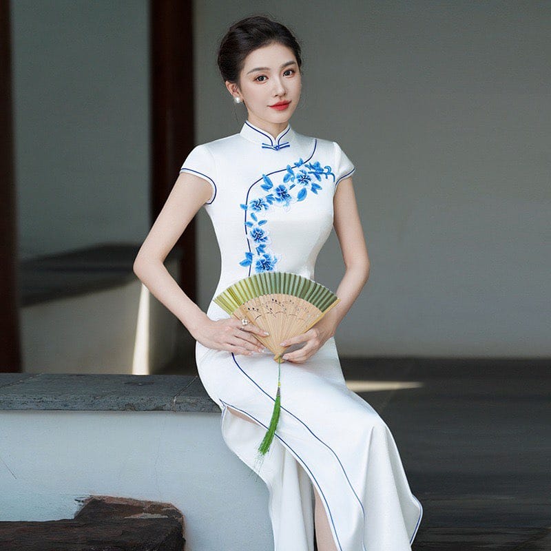 Beth and Brian Qipao-QCYJ Floral pattern, plus size long Cheongsam for mother