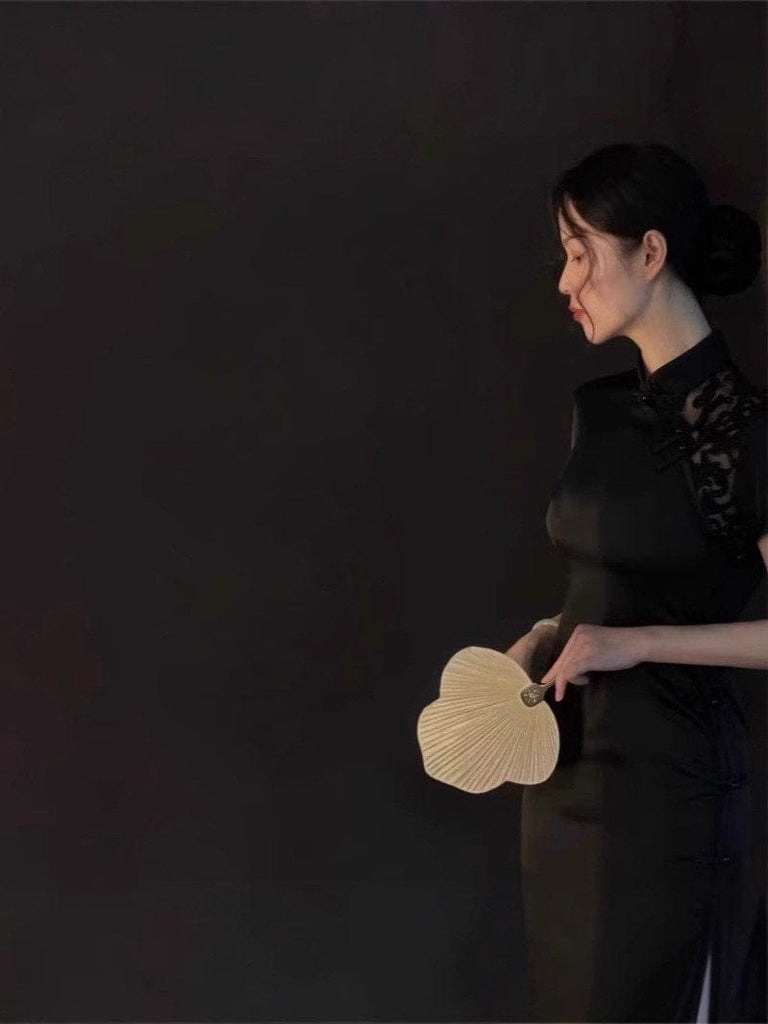 Beth and Brian Qipao-RN Cotton black mid-length Cheongsam