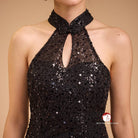 Beth and Brian Qipao-SD Exclusive designer collection, black sequins long Qipao
