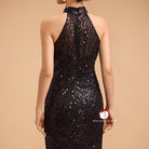 Beth and Brian Qipao-SD Exclusive designer collection, black sequins long Qipao