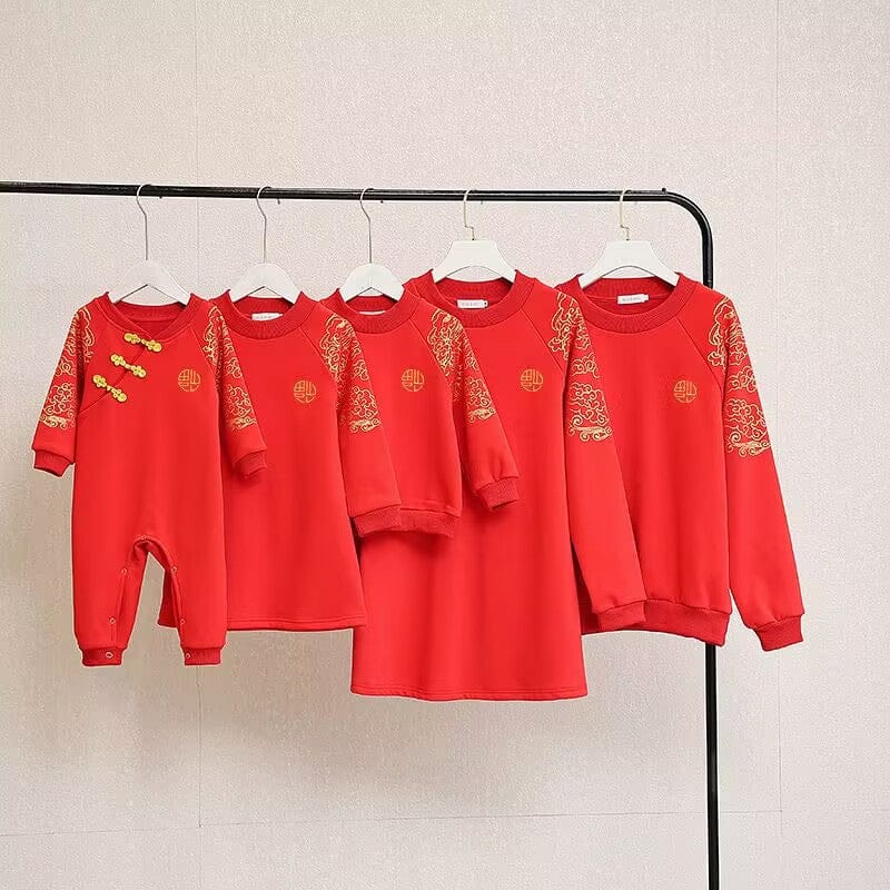 Beth and Brian Qipao-XJB Parent-child outfit, auspicious clouds and blessing pattern Family Matching Set