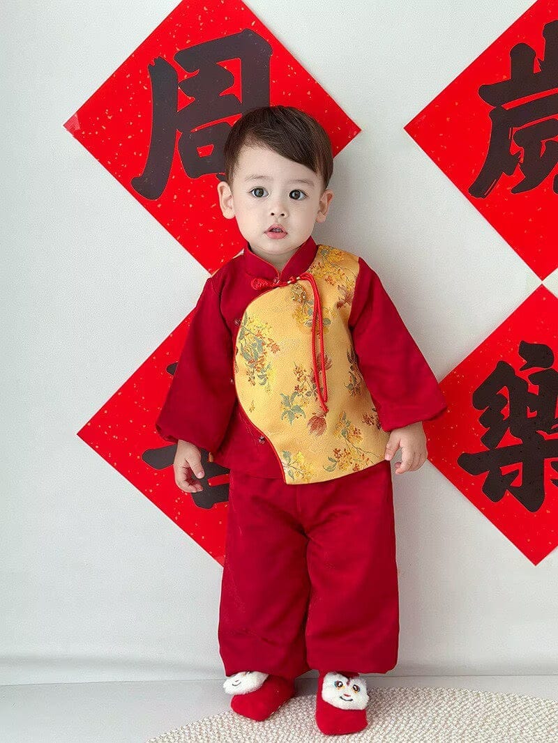 Beth and Brian Qipao-XH Chinese outfit for baby, koi fish pattern, baby Tang Suit set