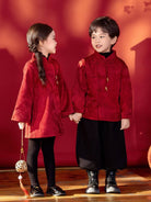 Beth and Brian Qipao-YC Chinese outfit for boy, wine red Tang suit&Qipao