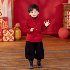 Beth and Brian Qipao-YC Chinese outfit for boy, wine red Tang suit&Qipao