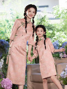 Beth and Brian Qipao-WQ Parent-child outfit, floral pattern midi Cheongsam