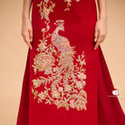 Beth and Brian Qipao - Exclusive Exclusive designer collection，Peacock Embroidery, Halter long Qipao with Train