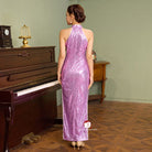 Beth and Brian Qipao-Exclusivedesigner Exclusive designer collection, purple sequins long Qipao