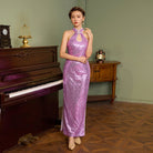 Beth and Brian Qipao-Exclusivedesigner Exclusive designer collection, purple sequins long Qipao