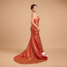 Beth and Brian Qipao-Exclusivedesigner Exclusive designer collection，Fortune Cloud pattern, tube brocade fishtail Qipao