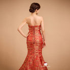 Beth and Brian Qipao-Exclusivedesigner Exclusive designer collection，Fortune Cloud pattern, tube brocade fishtail Qipao