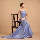 Beth and Brian Qipao-Exclusivedesigner Exclusive designer collection，Blue and white porcelain, tube brocade fishtail cheongsam