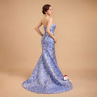 Beth and Brian Qipao-Exclusivedesigner Exclusive designer collection，Blue and white porcelain, tube brocade fishtail cheongsam