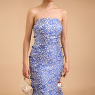 Beth and Brian Qipao-Exclusivedesigner Exclusive designer collection，Blue and white porcelain, tube brocade fishtail cheongsam