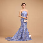 Beth and Brian Qipao-Exclusivedesigner Exclusive designer collection，Blue and white porcelain, tube brocade fishtail cheongsam