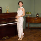Beth and Brian Qipao-Exclusivedesigner Exclusive designer collection, white sequins long Qipao