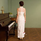 Beth and Brian Qipao-Exclusivedesigner Exclusive designer collection, white sequins long Qipao