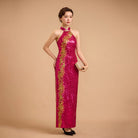 Beth and Brian Qipao-Exclusivedesigner Exclusive designer collection, Floral embroidery, Fuchsia sequins long Qipao