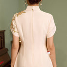 Beth and Brian Qipao - YB Exclusive designer collection,  Peacock embroidery, A-line midi Qipao