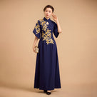 Beth and Brian Qipao-Exclusivedesigner Modern style, butterfly mesh fabric, floor length A-Line Qipao