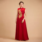 Beth and Brian Qipao-Exclusivedesigner Exclusive designer collection, Floral embroidery, sleeveless A-line long Qipao