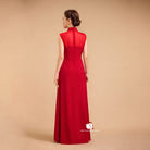 Beth and Brian Qipao-Exclusivedesigner Exclusive designer collection, Floral embroidery, sleeveless A-line long Qipao