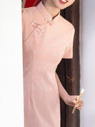 Beth and Brian Qipao-LSB Floral pattern, knitting and jacquard fabric, midi Cheongsam