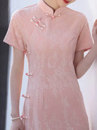 Beth and Brian Qipao-LSB Floral pattern, knitting and jacquard fabric, midi Cheongsam