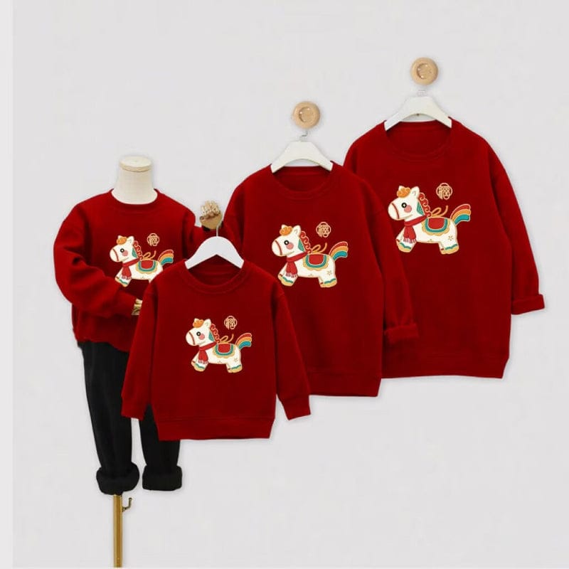 Beth and Brian Qipao-WBE Parent-child Chinese outfit, Lucky Little White Horse Embroidery, Family Matching Set