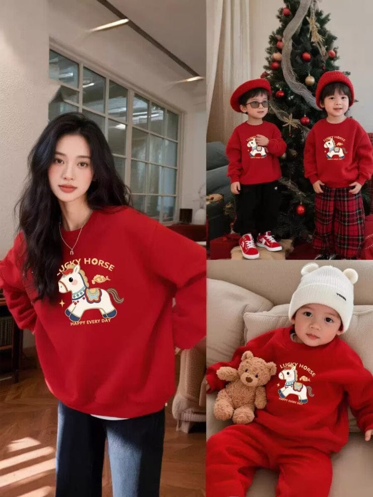 Beth and Brian Qipao-WBE Parent-child Chinese outfit, Lucky Little White Horse Embroidery, Family Matching Set