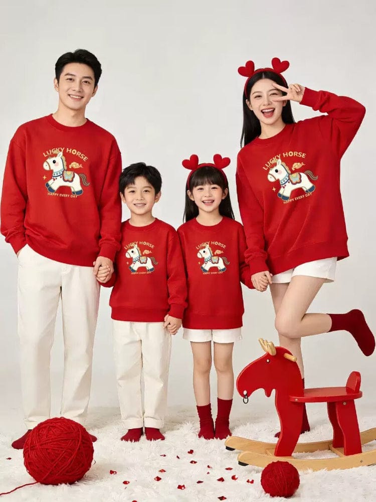 Beth and Brian Qipao-WBE Parent-child Chinese outfit, Lucky Little White Horse Embroidery, Family Matching Set