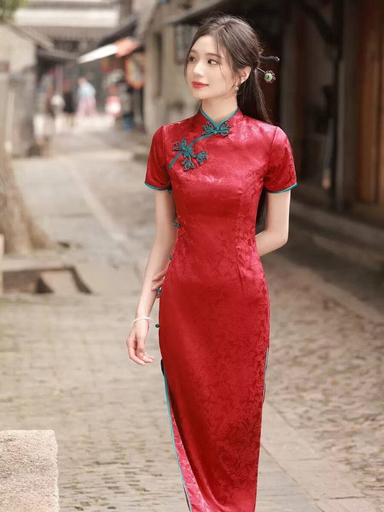 Beth and Brian Qipao-JM Old Shanghai style, floral long Cheongsam